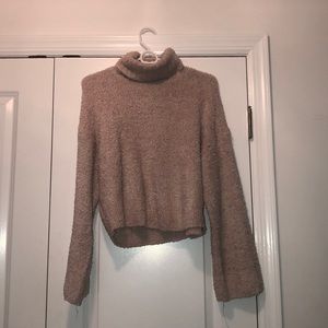 tan fuzzy turtleneck